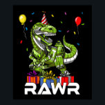 Poster Kids T-Rex Dinossaur Robot Rawr Birthday Boy Party<br><div class="desc">Kids T-Rex Dinossaur Robot Rawr Birthday Boy design para amantes de dinossauros.</div>