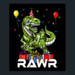 Poster Kids T-Rex Dinossaur Robot Rawr Birthday Boy Party<br><div class="desc">Kids T-Rex Dinossaur Robot Rawr Birthday Boy design para amantes de dinossauros.</div>