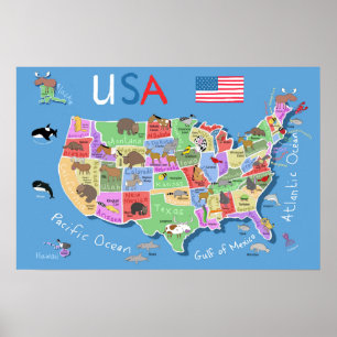 Poster Kids US Map
