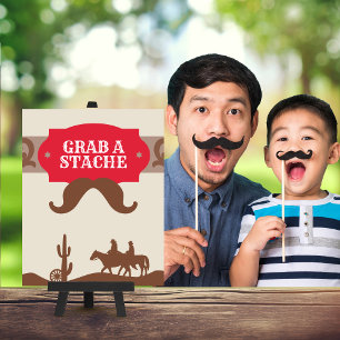 Poster Kids Western Red "Pegue um bigode" Sinal de Favor 