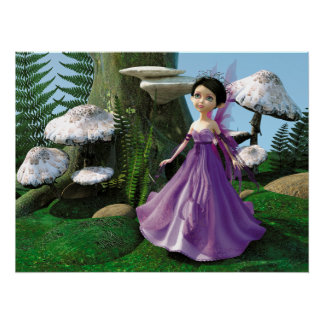 Póster Kids Woodland Fairy Mushroom Forest Art