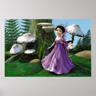 Poster Kids Woodland Fairy Mushroom Forest Art