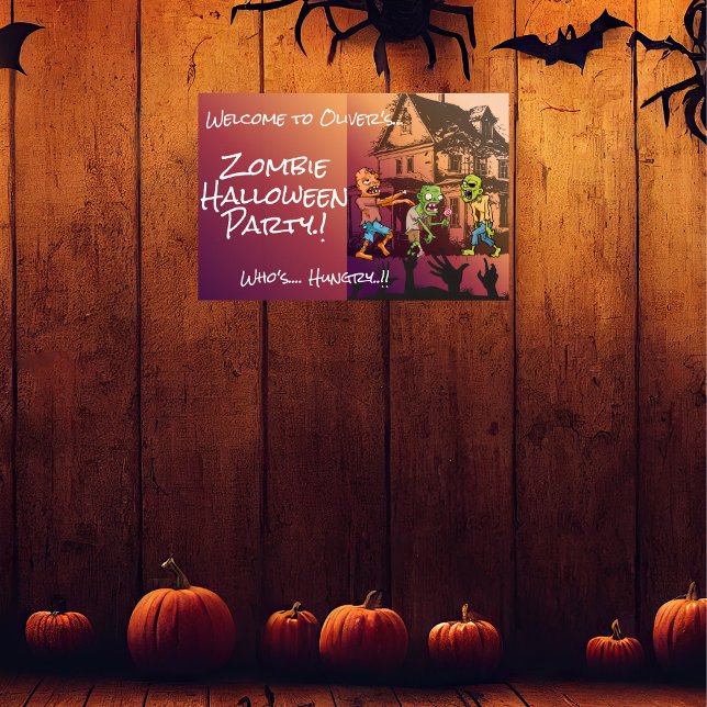 Poster Kids Zombie Festa de Halloween (Zombie Halloween Party Wall Poster)