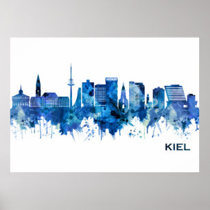 Poster Kiel Alemanha Skyline Azul