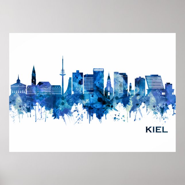 Poster Kiel Alemanha Skyline Blue (Frente)