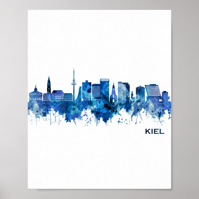 Poster Kiel Alemanha Skyline Blue (Frente)