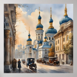 Poster Kiev Ucrânia aquarela