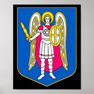 Poster Kiev Ucrânia Brasão de Armas Souvenir Kyiv Ukrayin
