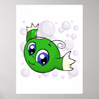 Póster Kiko verde nadando através do lago Kiko