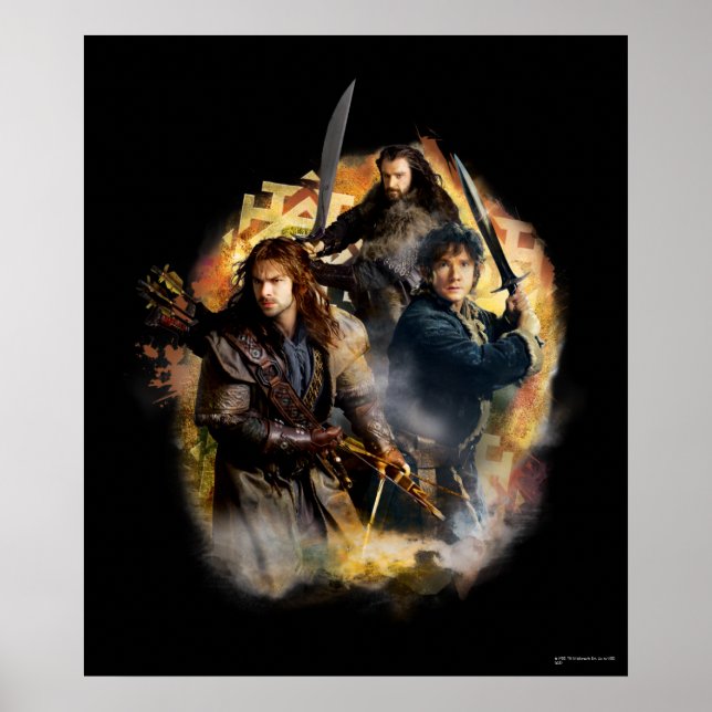 Poster Kili, BILBO BAGGINS™ E THORIN OAKENSHIELD™ Art (Frente)