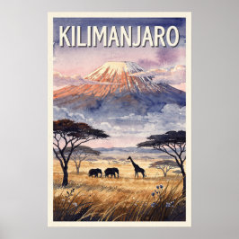Poster Kilimanjaro Tanzânia Viagem Vintage