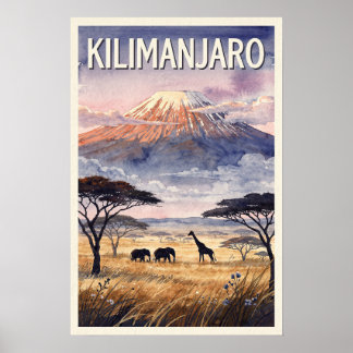 Poster Kilimanjaro Tanzânia Viagem Vintage