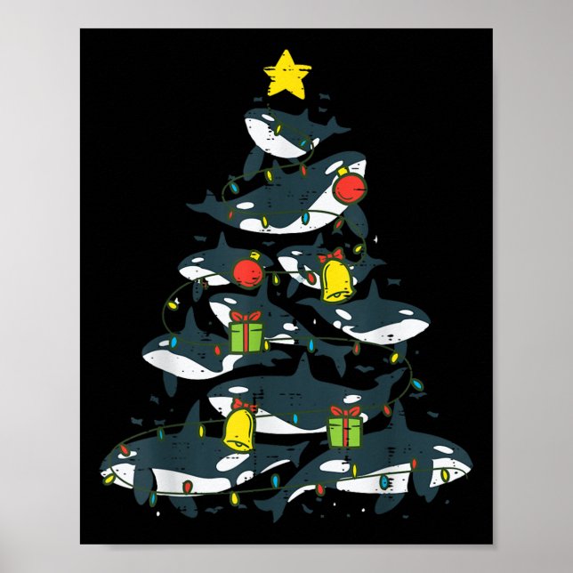 Poster Killer Whales Christmas Tree Xmas Orca Women Men B (Frente)