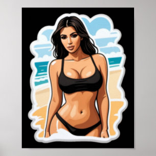 Poster Kim Kardashian Beach Sticker