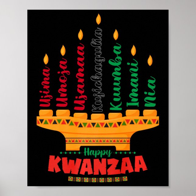 Poster Kinara Sete Velas Princípios De Kwanzaa Happy K (Frente)