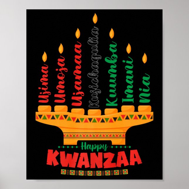 Poster Kinara Sete Velas Princípios De Kwanzaa Happy K (Frente)
