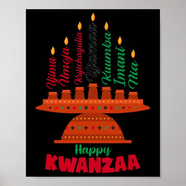 Poster Kinara Sete Velas Princípios De Kwanzaa Happy K (Frente)