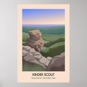 Poster Kinder Scout Distrito de Peak Cartaz de Viagens