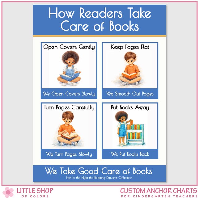 Poster Kindergarten Book Care Teacher Anchor Chart (Criador carregado)