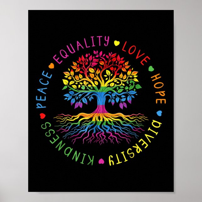Poster Kindness Peace Equality Love Hope Diversity Human  (Frente)