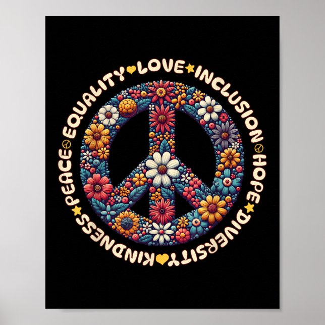 Poster Kindness Peace Equality Love Inclusion Hope Divers (Frente)