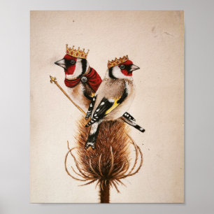 Poster King and Queen Goldfinches - arte de pássaros fan