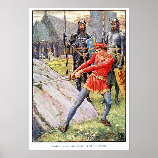Poster King Arthur draws the sword from the Stone (Frente)