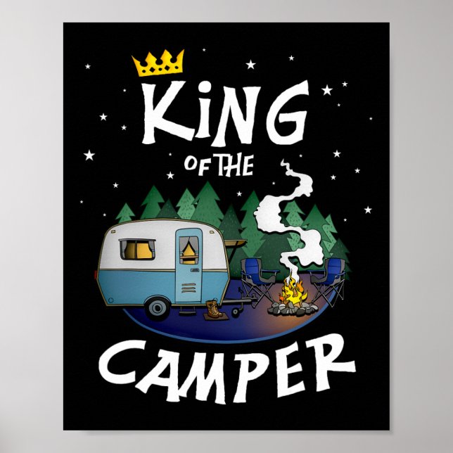 Poster King Of The Camper Camping Travel Gift For Men  (Frente)