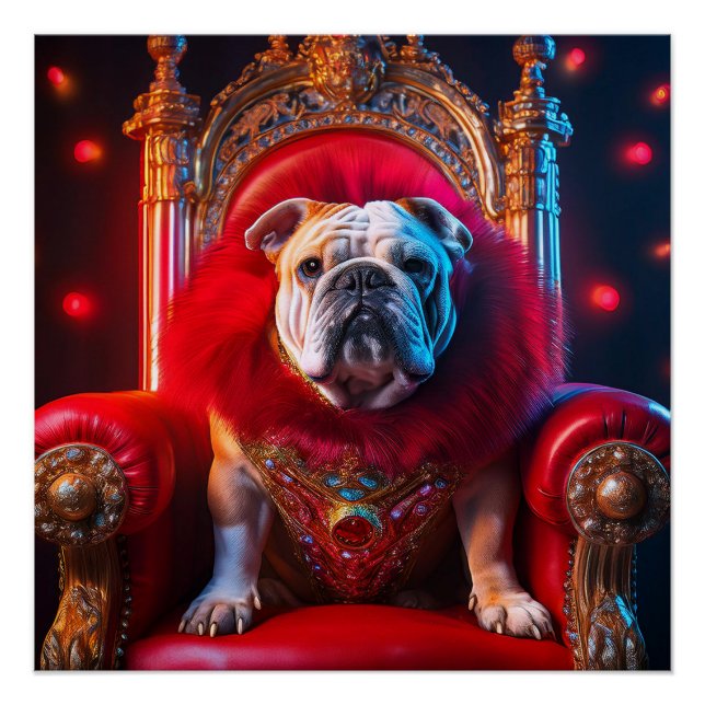 Póster King Winnie O Bulldog Em Seu Trono (Frente)
