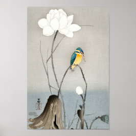 Poster Kingfisher com Flor Lotus - Ohara Koson - 12