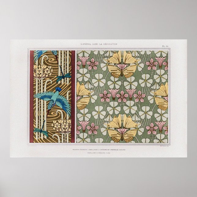 Poster Kingfisher, Dragonflies e Rushes Flores (Frente)