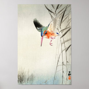 Poster Kingfisher Hunting - Ohara Koson - Vintage Art 8°