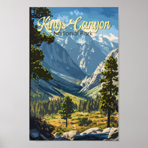 Poster Kings Canyon National Park Ilustração Viagem Art