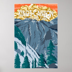 Poster Kings Canyon National Park Sunset Vintage
