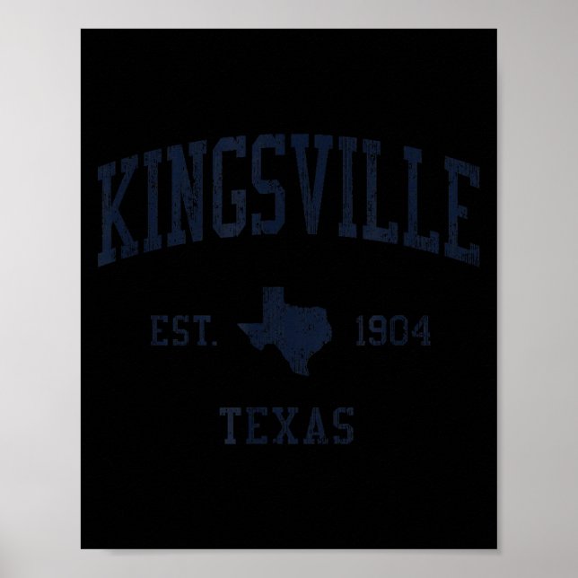 Poster Kingsville Tx Jn1 Vintage Athletic Blue Design  (Frente)