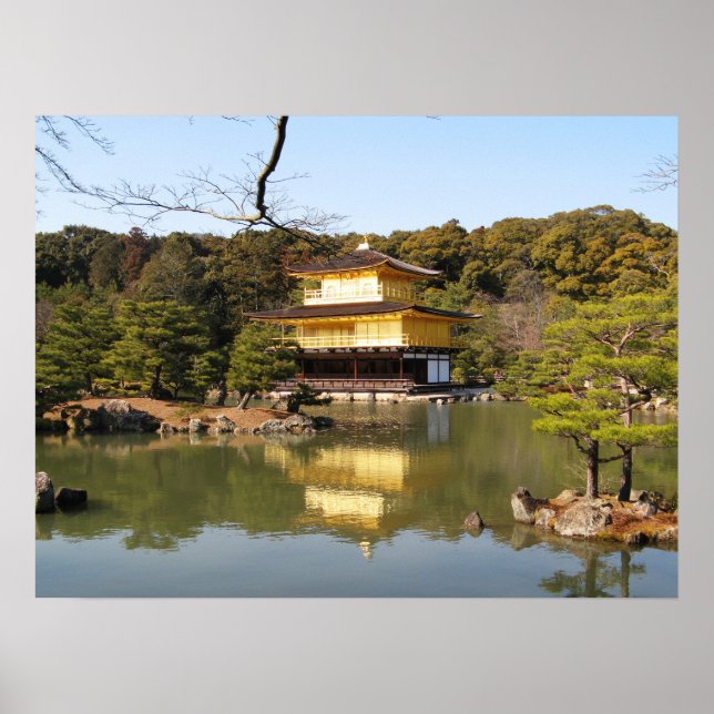 Poster Kinkaku-ji 金 閣 寺 Templo do Pavilhão do Ouro (Frente)