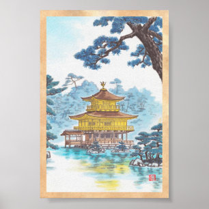 Poster Kinkakuji Temple Kamei Tobei cena japonesa arte