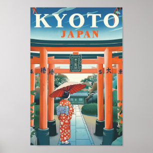 Poster Kioto Japão Vintage Familiar Viagem