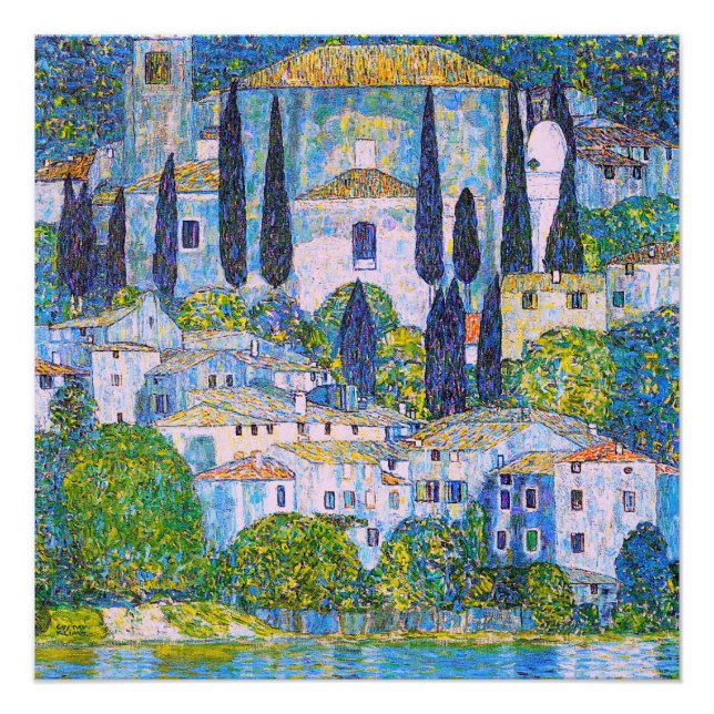 Póster Kirche de Gustav Klimt na pintura Cassone (Frente)