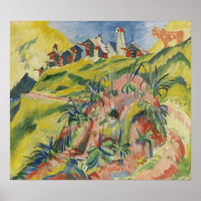 Poster Kirchner - Bergdorf Com Vaca Rosa 1919 (Frente)