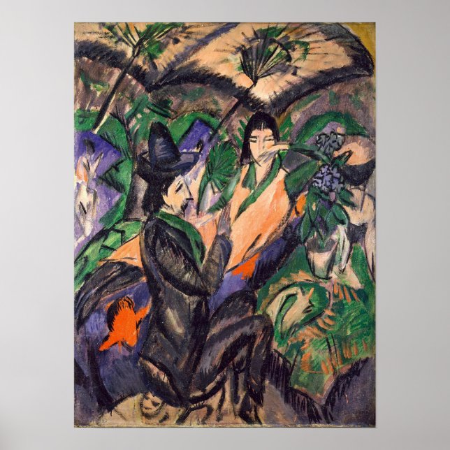 Poster Kirchner - Casal sob guarda-chuva japonês (Frente)