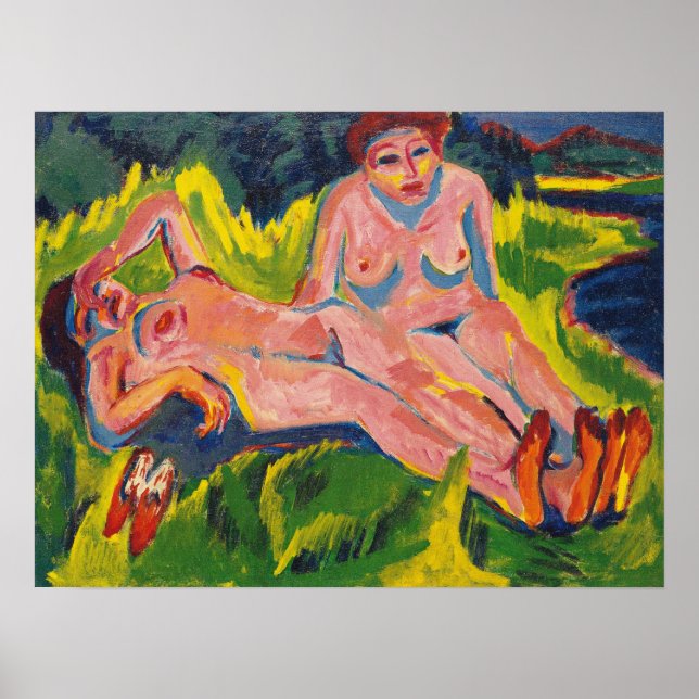 Poster Kirchner - Duas Figuras Rosa No Lago (Frente)