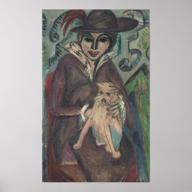 Poster Kirchner - Mulher com Cachorro 1912 (Frente)