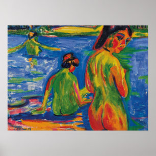 Poster Kirchner - No Lago Bath End Girl 1909