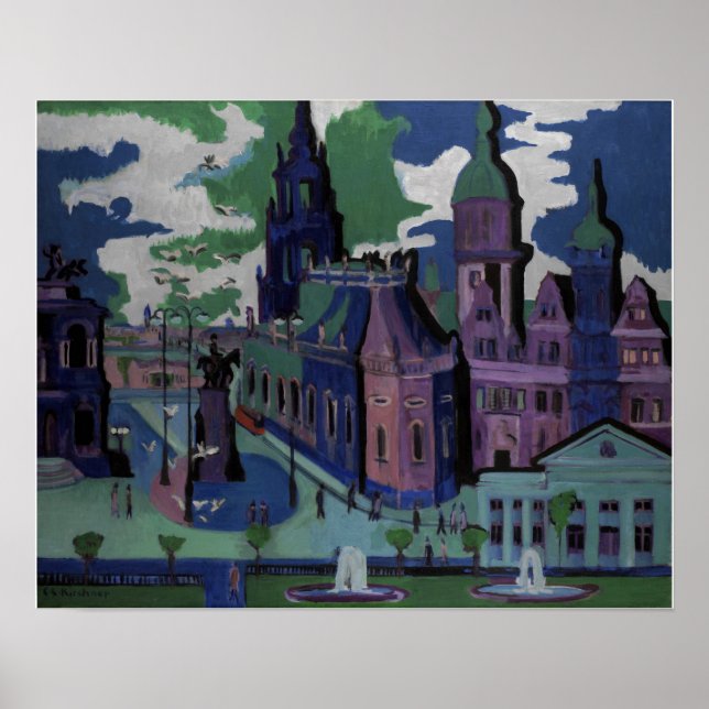 Poster Kirchner - Vista da Dresden Schlossplatz (Frente)