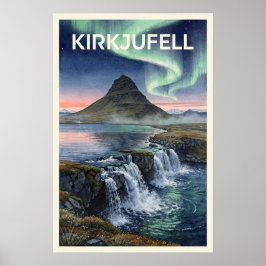 Poster Kirkjufell Islândia Viagem Vintage