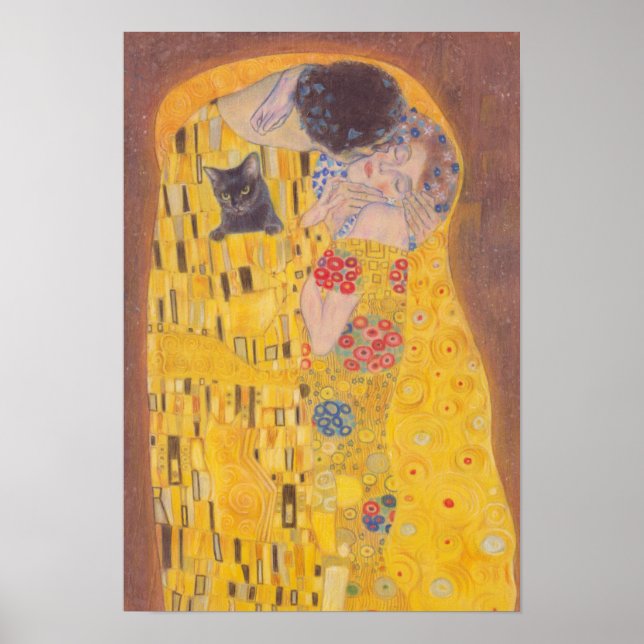 Poster Kiss and cat Gustav Klimt (Frente)
