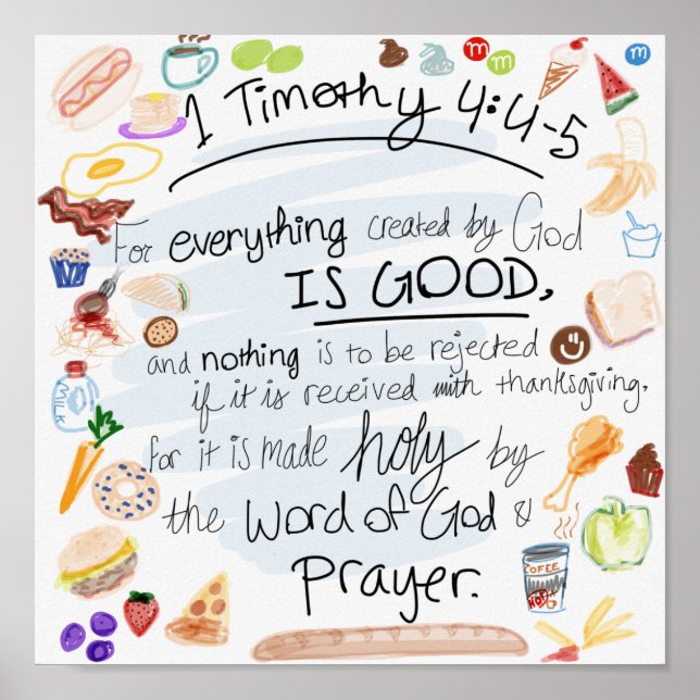 Poster Kitchen Verse - 1 Timothy 4:4-5 (Frente)