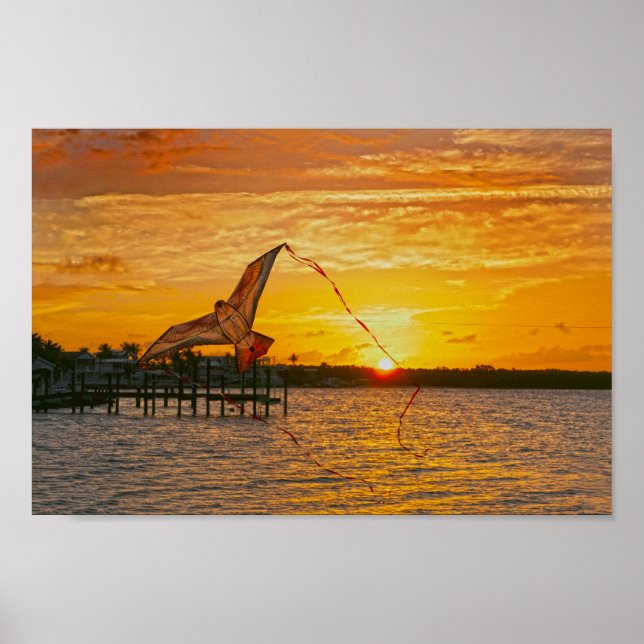 Poster Kite voando em Key Largo Sunset (Frente)