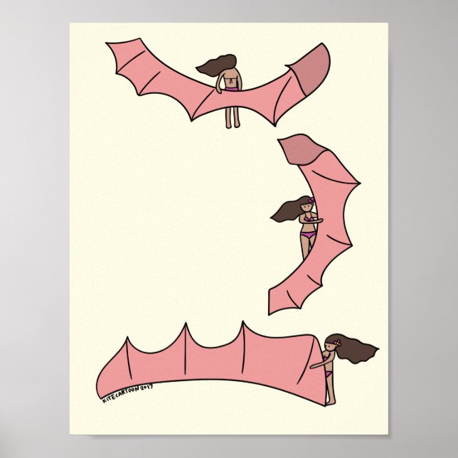 Poster Kitesurfing/Kiteboard - Menina pipa com Pos de pip (Frente)